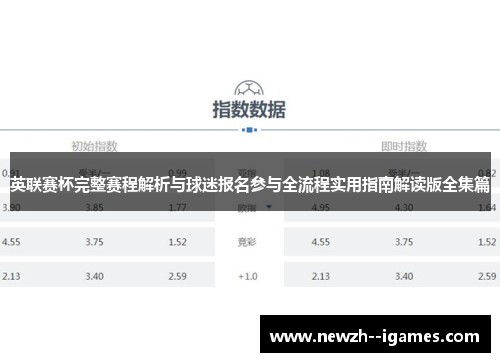 英联赛杯完整赛程解析与球迷报名参与全流程实用指南解读版全集篇